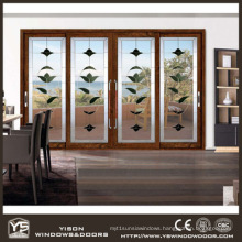 Woodwin Wood and Aluminum Composite Sliding Door with Double Tempered Glass